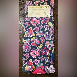 Simply‎ Southern Slim Can Koozie Tropical flowers and Butterflies
